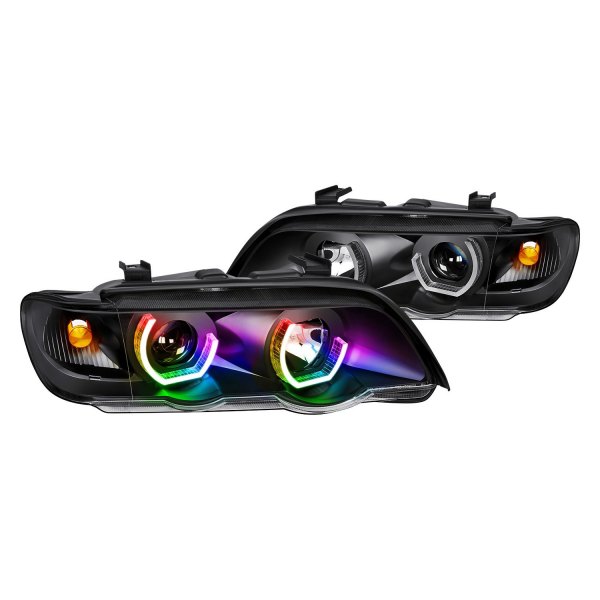 Lumen® - 7 Color Black LED DRL Bar Projector Headlights, BMW X5