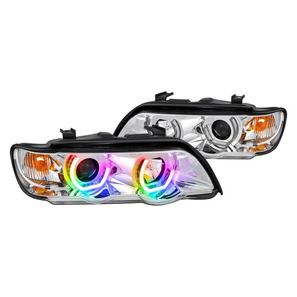 Lumen® - 7 Color Chrome LED DRL Bar Projector Headlights, BMW X5