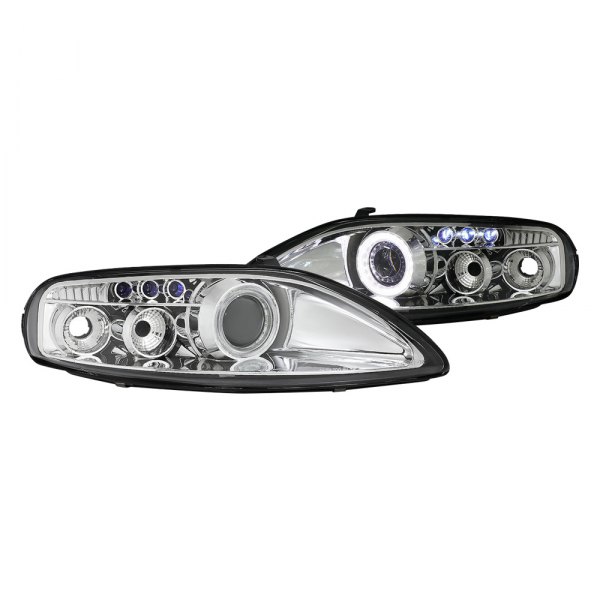 Lumen® - Chrome Halo Projector Headlights with Parking LEDs, Lexus SC