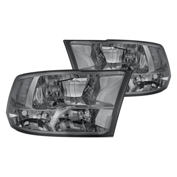 Lumen® - Chrome/Smoke Euro Headlights, Dodge Ram
