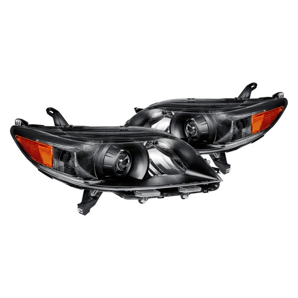 Lumen® - Black Factory Style Projector Headlights, Toyota Sienna