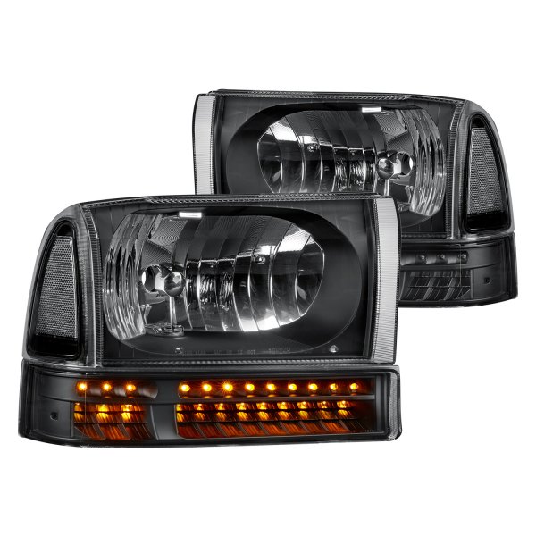 Lumen® - Black Euro Headlights with LED Turn Signal/Parking Lights