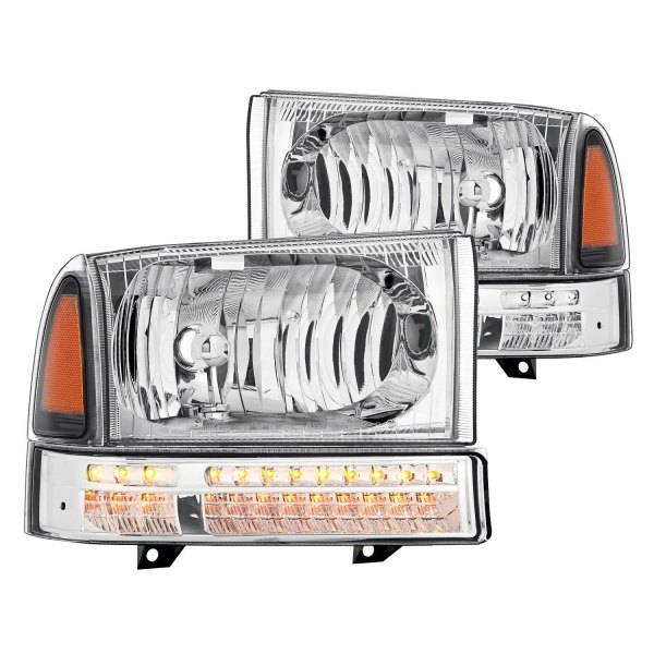Lumen® - Chrome Euro Headlights with LED Turn Signal/Parking Lights