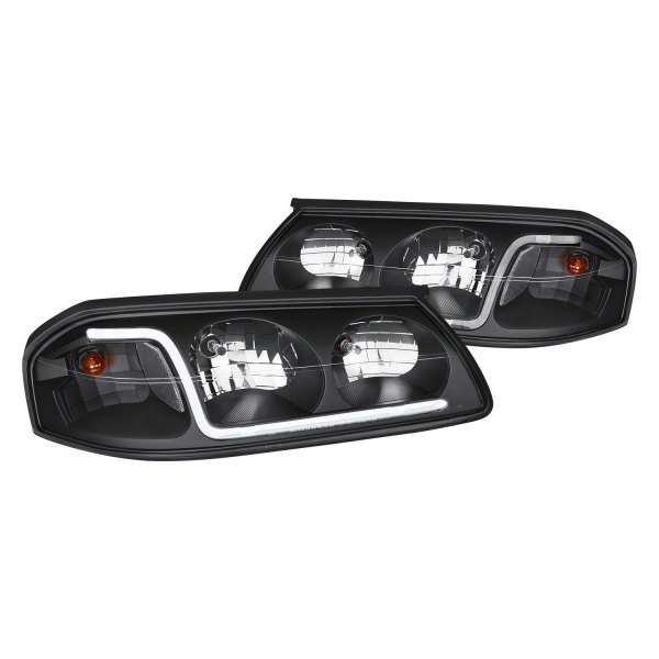 Lumen® - Black LED DRL Bar Headlights, Chevy Impala