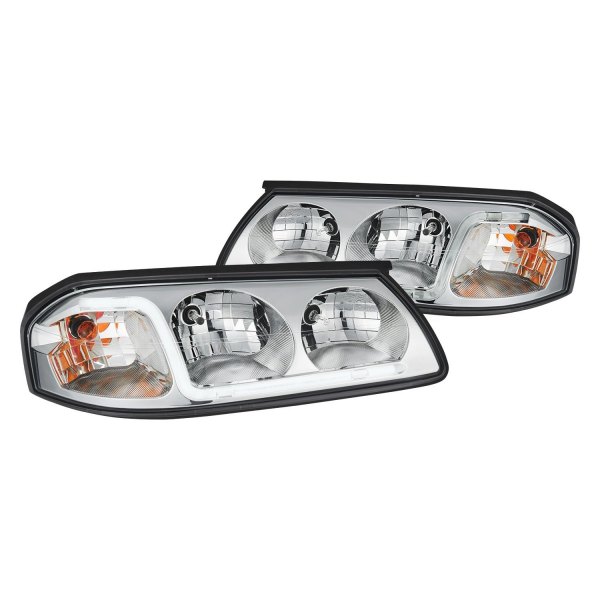 Lumen® - Chrome LED DRL Bar Headlights, Chevy Impala