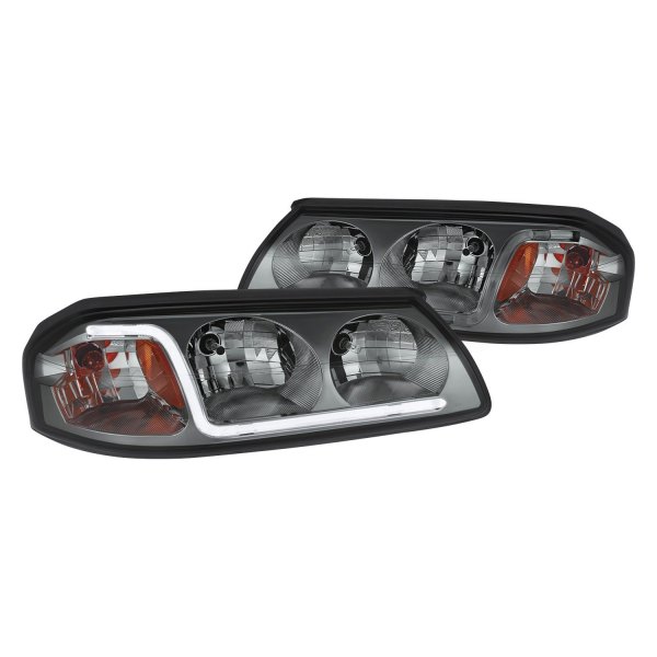 Lumen® - Chrome/Smoke LED DRL Bar Headlights, Chevy Impala