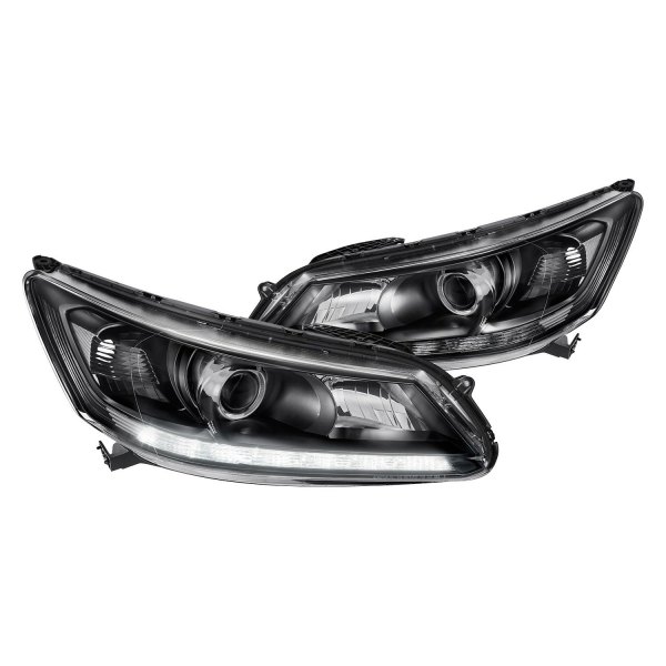 Lumen® - Black Projector Headlights with LED DRL, Honda Accord