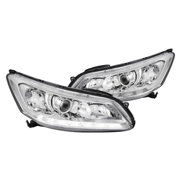 Lumen® - Chrome Projector Headlights with LED DRL, Honda Accord