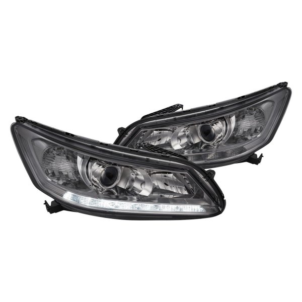 Lumen® - Chrome/Smoke Projector Headlights with LED DRL, Honda Accord