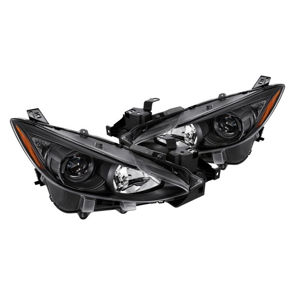 Lumen® - Black Factory Style Projector Headlights, Mazda 3