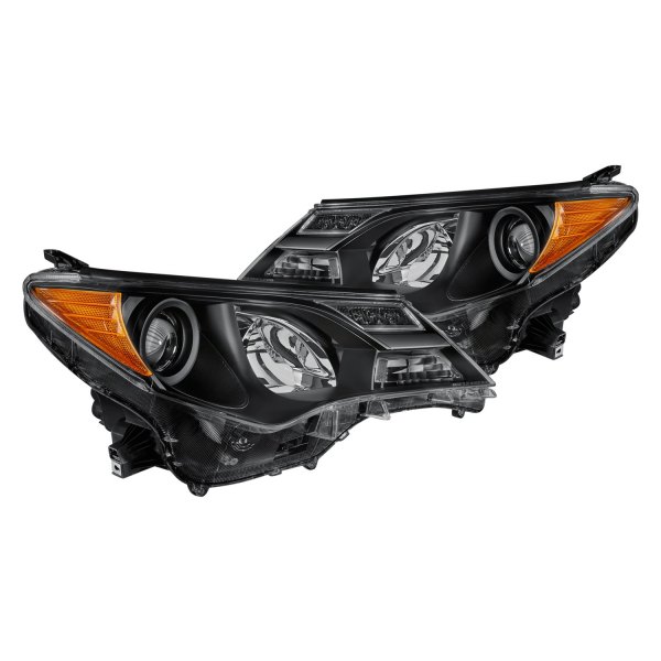 Lumen® - Black Factory Style Projector Headlights with LED DRL, Toyota RAV4