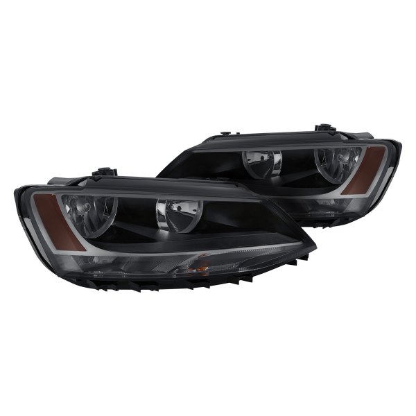 Lumen® - Chrome/Smoke Euro Headlights, Volkswagen Jetta