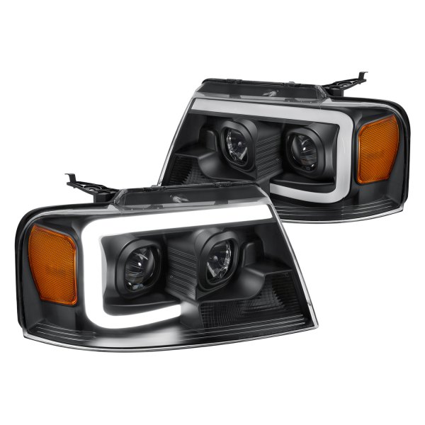 Lumen® - Black LED DRL Bar Projector Headlights, Ford F-150