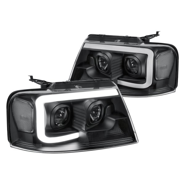 Lumen® - Black LED DRL Bar Projector Headlights, Ford F-150