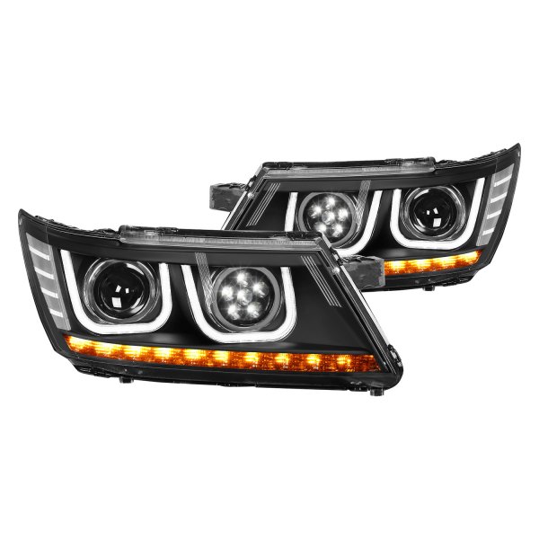 Lumen® - Black DRL Bar Projector LED Headlights, Dodge Journey