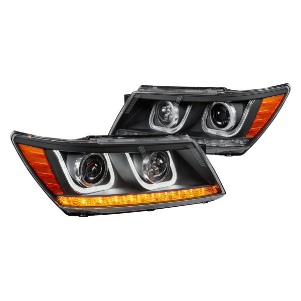 Lumen® - Black DRL Bar Projector LED Headlights, Dodge Journey