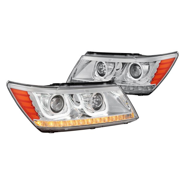 Lumen® - Chrome DRL Bar Projector LED Headlights, Dodge Journey