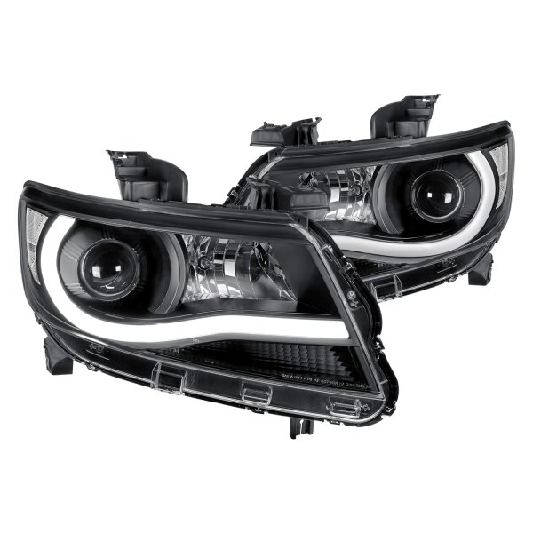 Lumen® - Black LED DRL Bar Projector Headlights, Chevy Colorado