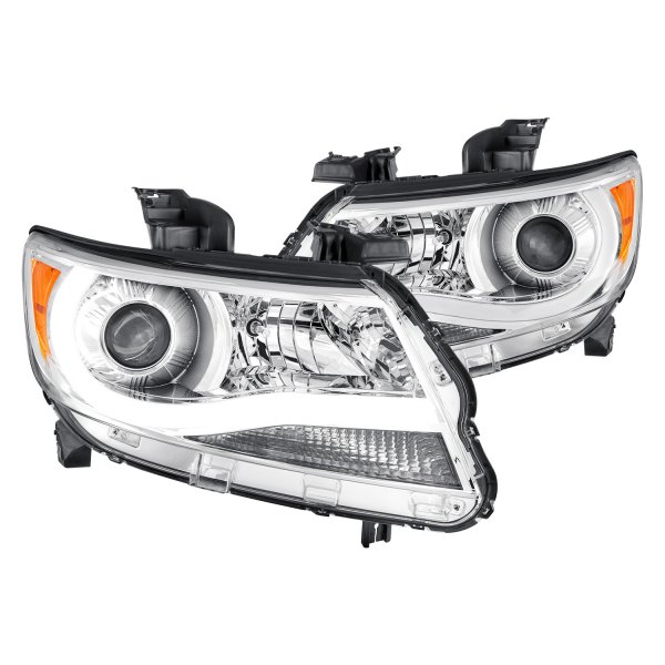 Lumen® - Chrome LED DRL Bar Projector Headlights, Chevy Colorado
