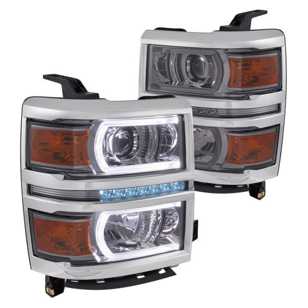 Lumen® - Chrome/Smoke DRL Bar Projector Headlights with Parking LEDs
