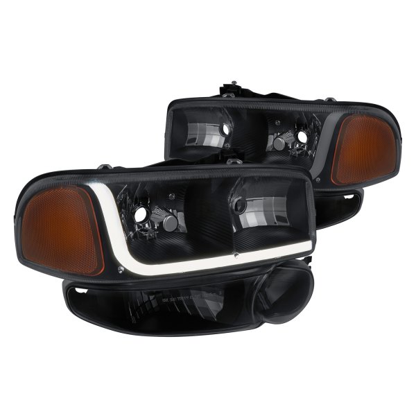 Lumen® - Black/Smoke LED DRL Bar Headlights with Turn Signal/Parking Lights