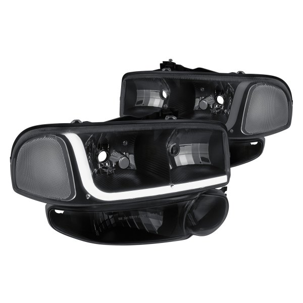 Lumen® - Black/Smoke LED DRL Bar Headlights with Turn Signal/Parking Lights