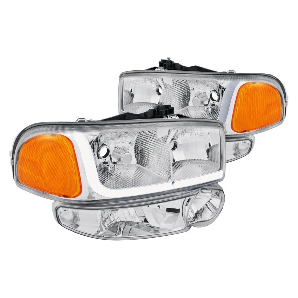 Lumen® - Chrome LED DRL Bar Headlights with Turn Signal/Parking Lights