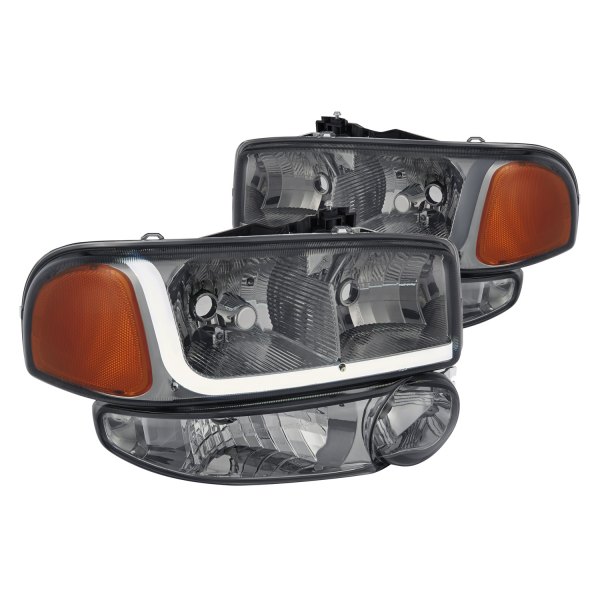 Lumen® - Chrome/Smoke LED DRL Bar Headlights with Turn Signal/Parking Lights
