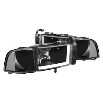Lumen® - Black LED DRL Bar Euro Headlights with Turn Signal/Corner Lights