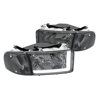 Lumen® - Chrome/Smoke LED DRL Bar Euro Headlights with Turn Signal/Corner Lights