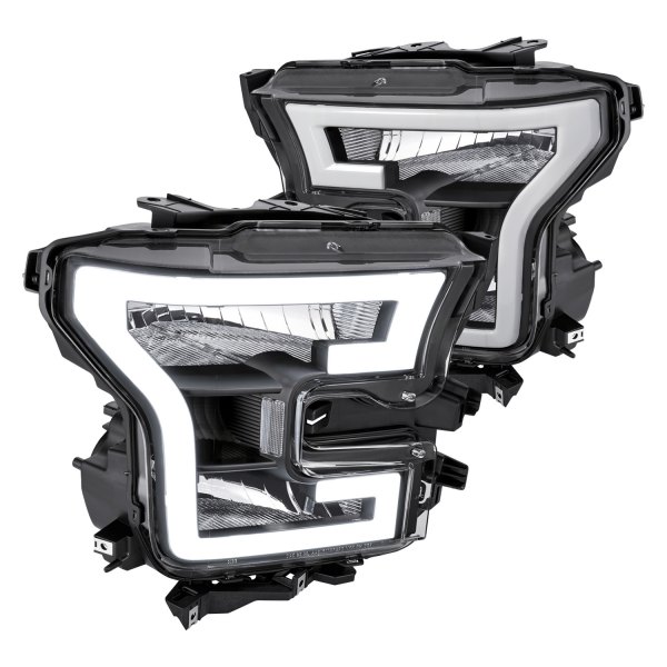 Lumen® - Black LED DRL Bar Euro Headlights, Ford F-150