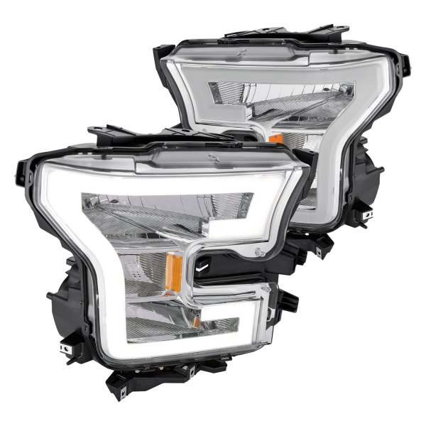 Lumen® - Chrome LED DRL Bar Euro Headlights, Ford F-150