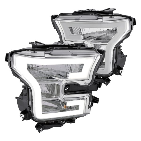 Lumen® - Chrome LED DRL Bar Euro Headlights, Ford F-150