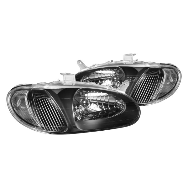 Lumen® - Black Euro Headlights, Kia Sephia