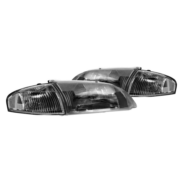 Lumen® - Black Euro Headlights with Turn Signal/Corner Lights, Mazda 626