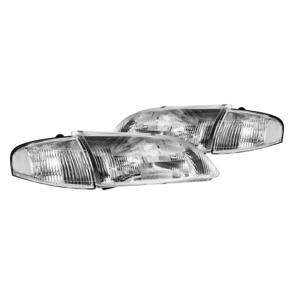 Lumen® - Chrome Factory Style Headlights with Turn Signal/Corner Lights, Mazda 626