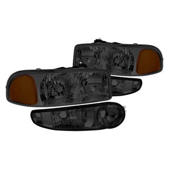 Lumen® - Chrome/Smoke Euro Headlights with Turn Signal/Parking Lights
