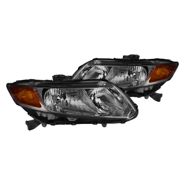Lumen® - Chrome/Smoke Euro Headlights, Honda Civic