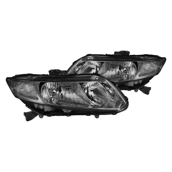 Lumen® - Chrome/Smoke Euro Headlights, Honda Civic