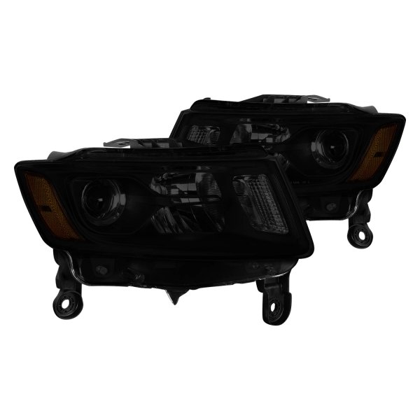 Lumen® - Black/Smoke Euro Headlights, Jeep Grand Cherokee