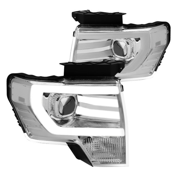 Lumen® - Chrome LED DRL Bar Projector Headlights, Ford F-150