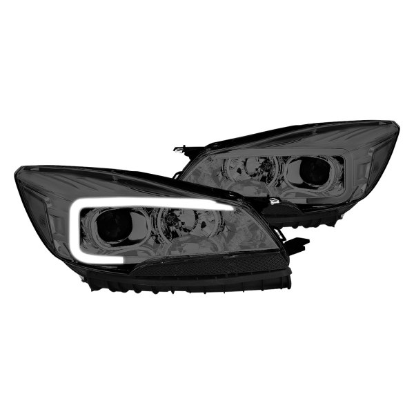 Lumen® - Chrome/Smoke LED DRL Bar Projector Headlights, Ford Escape