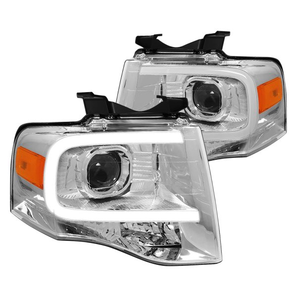 Lumen® - Chrome LED DRL Bar Projector Headlights, Ford Expedition