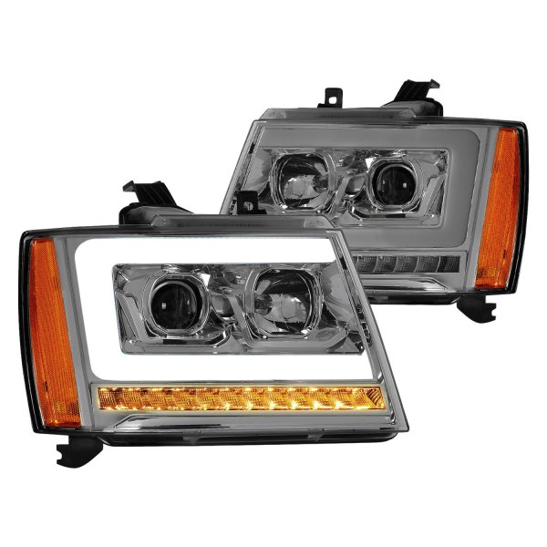 Lumen® - Chrome/Smoke DRL Bar Projector Headlights with Sequential LED Turn Signal