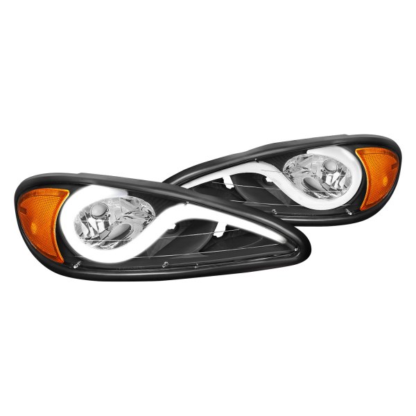 Lumen® - Black LED DRL Bar Projector Headlights, Pontiac Grand Am