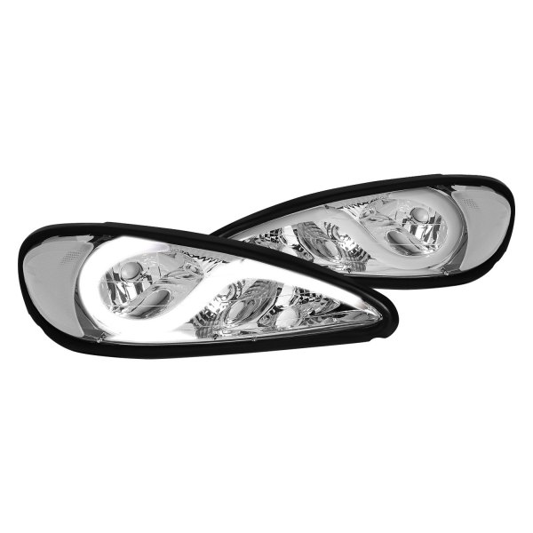 Lumen® - Chrome LED DRL Bar Projector Headlights, Pontiac Grand Am