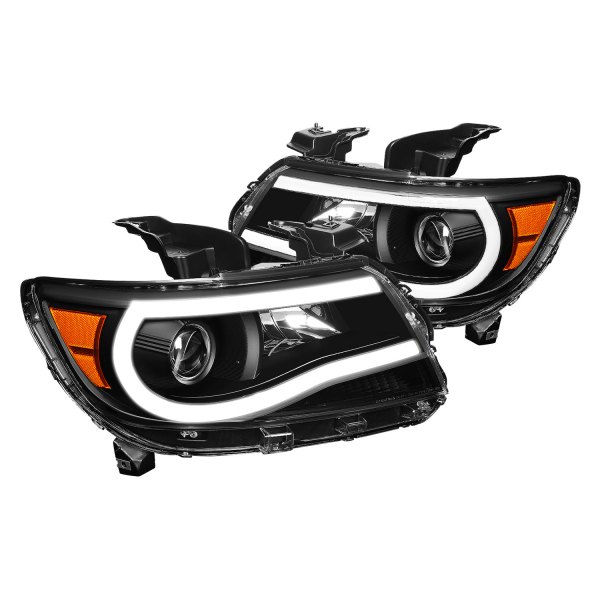 Lumen® - Black LED DRL Bar Projector Headlights, Chevy Colorado