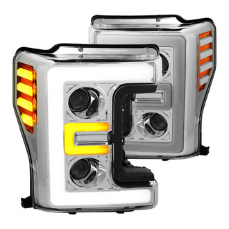 Lumen® - Chrome DRL Bar Dual Projector Headlights with LED Turn Signal