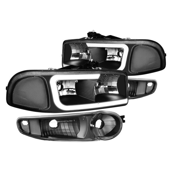 Lumen® - Black LED DRL Bar Headlights with Turn Signal/Parking Lights, GMC Yukon Denali