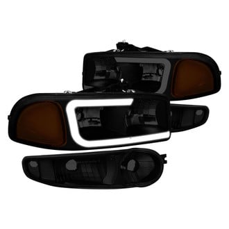 Lumen® - Black/Smoke LED DRL Bar Headlights with Turn Signal/Parking Lights